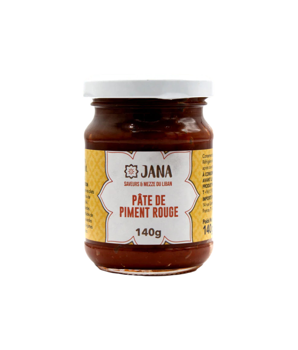 A jar of Jana brand chilli paste, with the label indicating 140g weight and the product name in French.